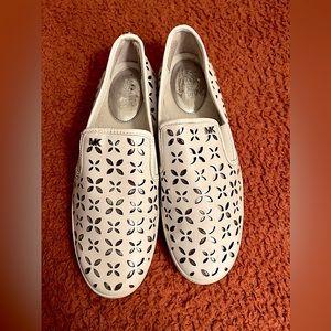 Michael Kors White and Metallic Silver Slip On Sneakers